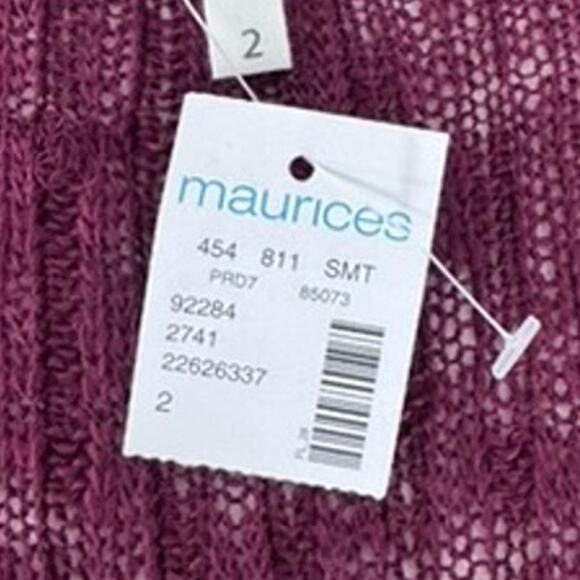 NWT!! Maurices Burgundy Short Sleeve Open Knit Sweater,Hippie,Gypsy,Boho,Beach - Picture 5 of 10